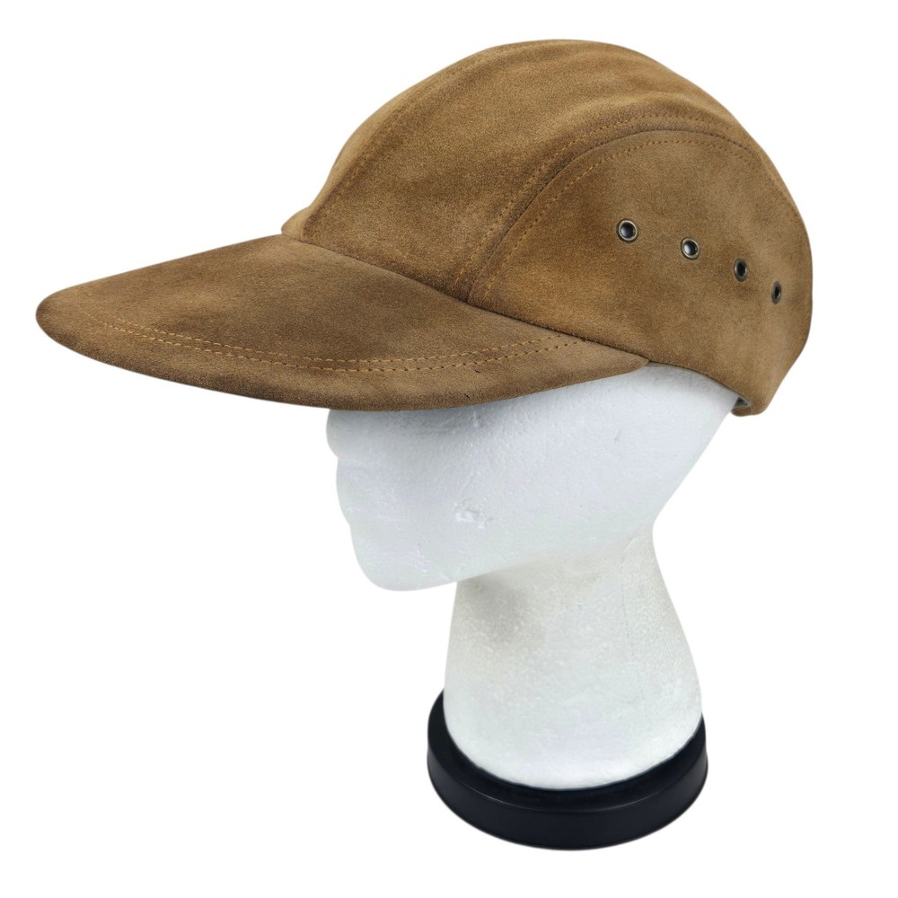 Quaker Marine Supply Swordfish Hat Suede Long Bill Cap Brown Strapback USA